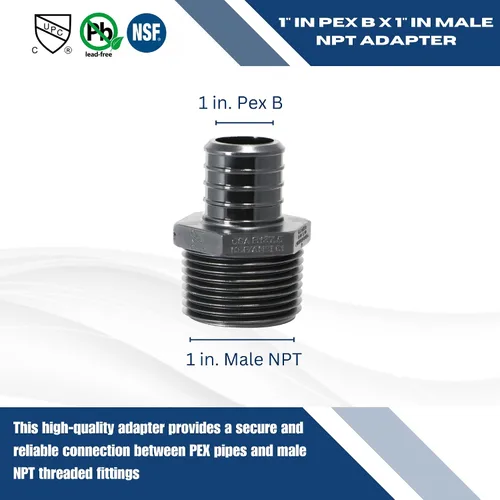 Miniatura 4 de 5 piezas XFITTING 1 en Pex B x 1 en adaptador NPT macho, aleación de polietileno