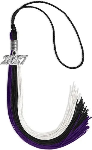 Miniatura 164 de Endea Graduation Borla de triple color con gota de fecha plateada (negro/dorado/granate, 2020)