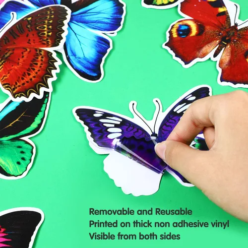 Miniatura 2 de Outus 40 calcomanías de mariposa para ventana de vidrio, mariposas, adhesivos anticolisión, decoración de primavera para evitar que personas