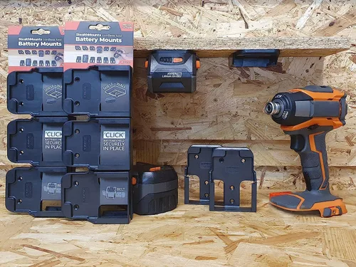 Miniatura 3 de Soporte de batería StealthMounts compatible con Ridgid 18V (paquete de 12) - Negro Soportes de batería StealthMounts Fabricado en el Reino Unido