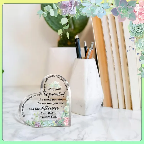 Miniatura 4 de Yinder Regalos de Agradecimiento para Mujeres Regalos de Apreciación de Navidad para Compañero de Trabajo Empleado Enfermera Maestro Placa Acrílica