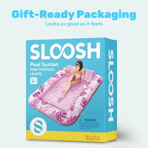 Miniatura 8 de SLOOSH Flotador Inflable para Piscina de Bronceado, 85" x 57" Flotadores de Piscina Extra Grandes para Adultos con Almohada, Balsa Flotante 4 en 1
