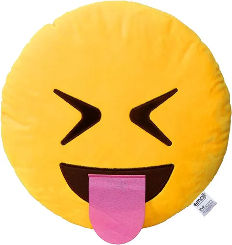 Miniatura 36 de Emoji Cara de Alienígena Cojín de Emoticón Relleno de Felpa Suave Almohada, Certificado Oficial, EvZ 31cm Gris