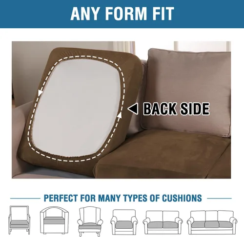 Miniatura 575 de H.VERSAILTEX Funda de cojín elástica de terciopelo para sofá, funda de cojín de felpa para silla, sofá biplaza o sofá, protector de muebles, cojín