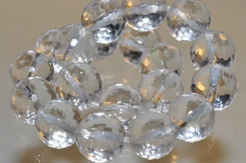 Miniatura 4 de Bella-gems Pulsera elástica redonda facetada de cuarzo con cristal de roca transparente de 0.394in 19 cuentas A1362