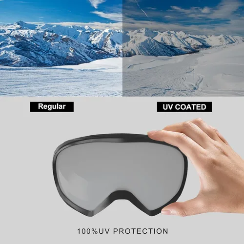 Miniatura 4 de Ski Goggles, OTG 100% UV Protection Anti Fog Snowboard/Ski Goggles for Men, Women & Youth Marco Negro Lente Plata Vlt10%-18%