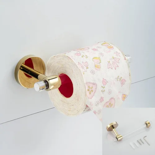 Miniatura 5 de SHUNLI Juego de accesorios de baño 4 piezas montadas en la pared, toallero+soporte para toallas de mano+soporte para papel higiénico+gancho, latón