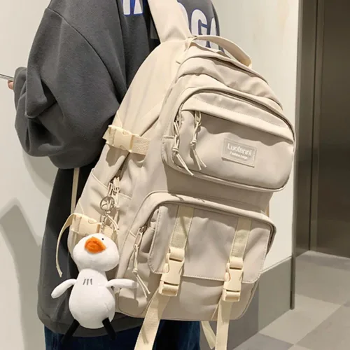 Miniatura 2 de Moda hombres mochila impermeable nylon mochila kawaii mujeres bolsa de viaje de alta capacidad bolsillos laterales, Azul, Mochilas de mochila