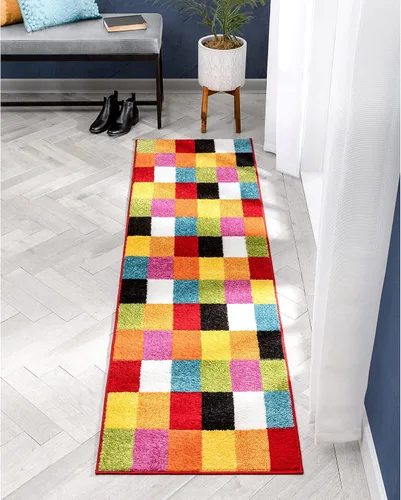 Miniatura 4 de Felpudo pequeño de Well Woven para habitación infantil, cocina. Suave y duradero de estilo moderno, diseño Daisy Flowers, con detalles en azul.