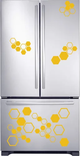 Miniatura 3 de Calcomanías de pared hexagonales de panal de abeja, vinilo geométrico, peine de miel, decoración de paredes doradas, despegar y pegar