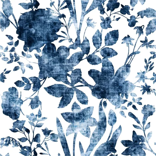 Papel tapiz vintage azul floral para despegar y pegar, papel de contacto de hojas de ramas, impermeable, extraíble, fácil de despegar, 17.71 x 118.1