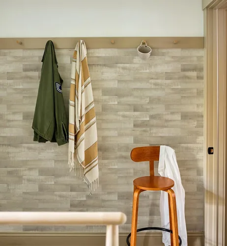 Miniatura 4 de W&S - 24 azulejos de madera envejecida beige para salpicaduras, azulejos de aspecto de madera para caravana, sala de estar, pared de acento, paneles