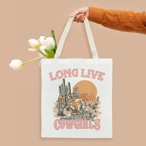 Miniatura 3 de kunlisa Canvas Tote Bag,Western Tote Bag,Western Tote Bags for Women,Reusable Grocery Bags Canvas 14x15 Inch