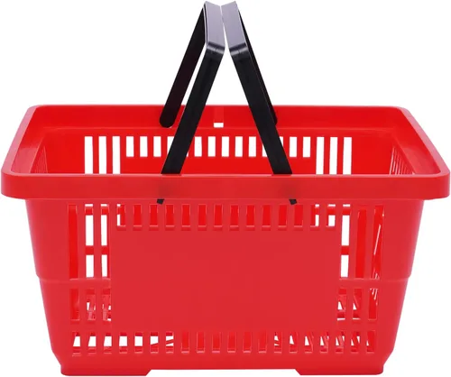 12 cestas de compras de 18 litros con asas, cestas de compras, carritos de comestibles con asas, cestas de plástico para tiendas de comestibles,