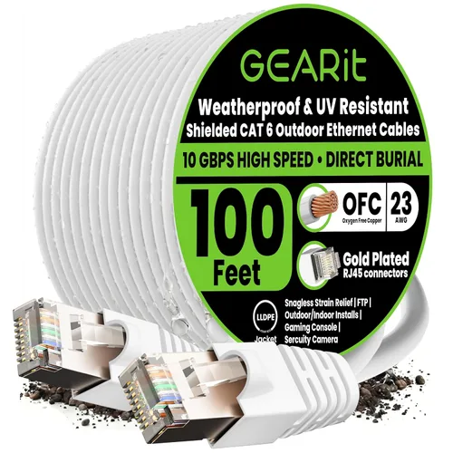 Miniatura 16 de GEARit Cable Ethernet Cat6 para exteriores (75 pies), 23AWG cobre puro, FTP, LLDPE, impermeable, enterramiento directo, subterráneo, resistente a
