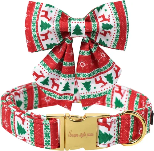 Miniatura 46 de Unique style paws Collar de perro de color verde sedoso, ajustable, duradero, con lazo para boda, collar de pajarita para cachorros y gatos pequeños