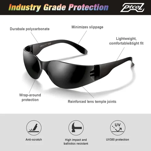 Miniatura 3 de Paquete de 28 lentes de seguridad (paquete a granel de 24 + 4) unisex, de color negro, antiarañazos, resistentes a los impactos, con certificación
