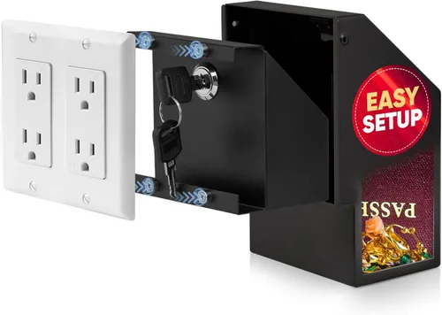 Miniatura 8 de Elder Welder® Caja fuerte de pared oculta con toma eléctrica Placa de pared 100% real incluida Fácil de instalar Caja fuerte oculta