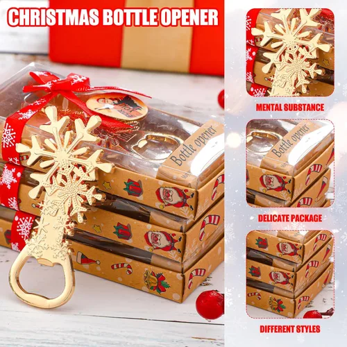 Miniatura 3 de Sliner Abrebotellas de cerveza de Navidad, 12 unidades, muñeco de nieve, tren, árbol, copo de nieve, abrebotellas para mesa, refrescos, bebidas