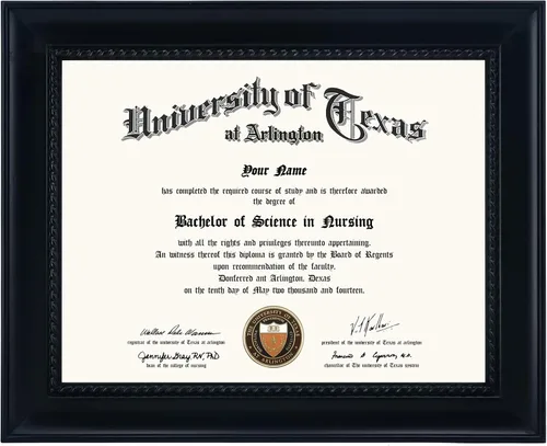 GMFrames Marco de diploma de madera maciza para certificados de 8.5x11, acabado negro con intrincado detalle de cuerda negra, acrílico con