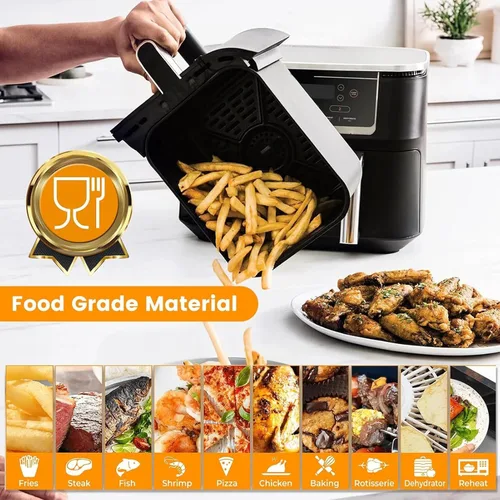Miniatura 7 de Bandeja de parrilla para freidora de aire para Ninja Foodi DZ401 DZ550 Air Fryers DualZone de 10QT, accesorios de repuesto para freidora de aire