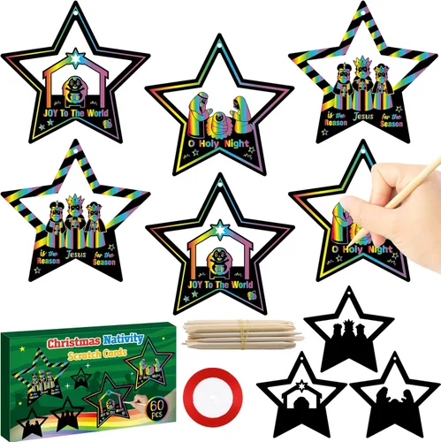 Miniatura 11 de CY2SIDE Tarjetas de rascar de gato negro de Halloween - Juego de 60 piezas de tarjetas de ornamento espeluznante de Halloween para niños, kit