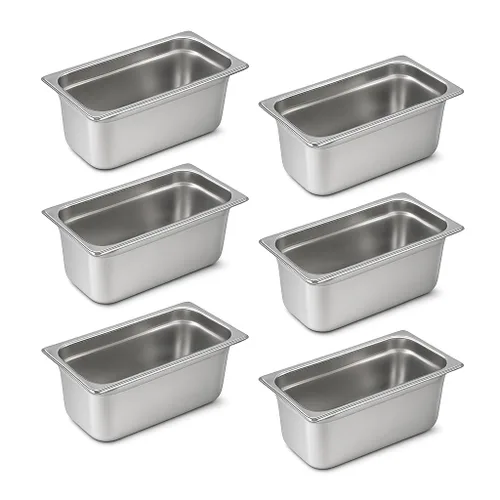Miniatura 25 de Aplancee Sartenes de 1/2 hotel de 4 pulgadas de profundidad de acero inoxidable para alimentos, antiatascos, juego de 6 sartenes de mesa de vapor