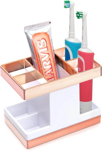 Miniatura 8 de Portacepillos de dientes para baño, organizador de encimera, juego de soportes eléctricos para cepillos de dientes, 5 ranuras para cepillos