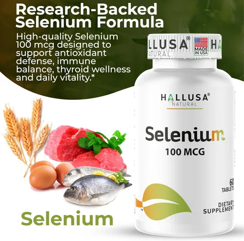 Miniatura 3 de Hallusa Natural Selenio 60 Tabletas, Antioxidante y Apoyo Inmunológico, Salud del Corazón - Suministro para 60 Días