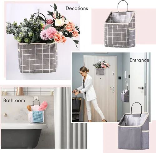Miniatura 7 de Boao Paquete de 8 bolsas de almacenamiento para colgar en la pared, bolsas organizadoras de almacenamiento de pared con ganchos, cesta colgante