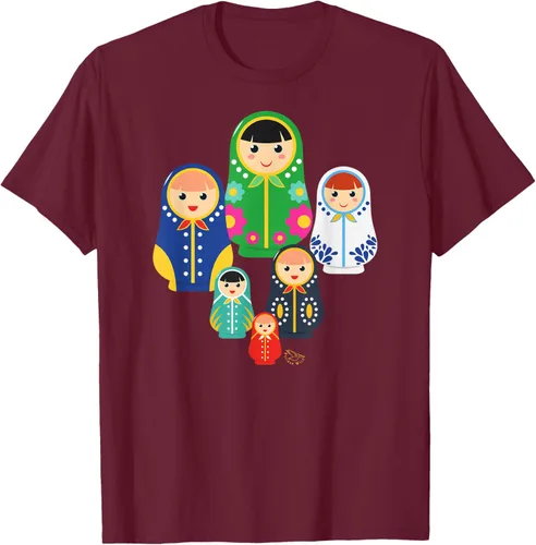 Miniatura 12 de Matryoshka Russian Nesting Dolls, Rusia - Camiseta de regalo, Azul / Patchwork, S
