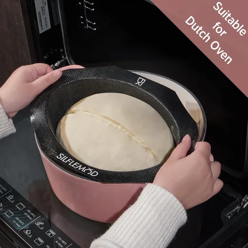 Miniatura 4 de Molde de silicona para hornear pan de masa madre peforada – Eslinga de pan de silicona ovalada perfecta para horno holandés – Revestimiento de olla