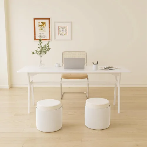 Miniatura 5 de OSCHF Escritorio de estudio de madera maciza, mesa de computadora doble larga de 63 pulgadas para oficina en casa, estación de trabajo de PC para 2