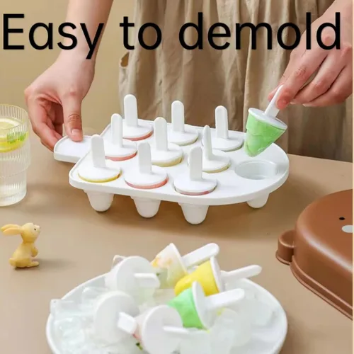 Miniatura 2 de Juego de 10 moldes de silicona para paletas de oso, moldes de silicona para hacer helados, moldes para hacer helados, accesorios de cocina, fácil