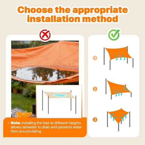 Miniatura 6 de ColourTree 11' x 15' Tamaño Personalizado Naranja TADS9.5 Toldo Cuadrado Impermeable para Sombra UPF50 Toldo de Carpa, 95% de Bloqueo de UV