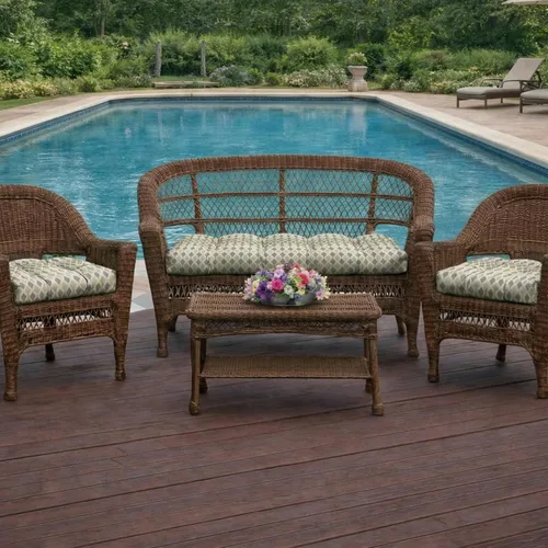 Miniatura 118 de RSH DECOR: Sunbrella 3-Piece Tufted Wicker Cushion Set 44" x 22" & 22" x 22" Outdoor Loveseat & U-Shaped Seat Cushions Crafted with