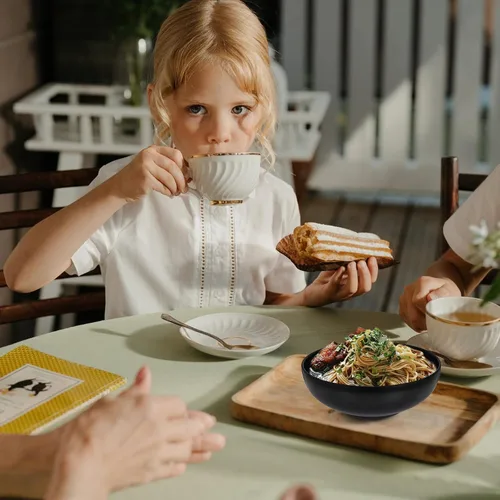 Miniatura 9 de DOITOOL Recipiente A5 de estilo japonés para ramen de 8.46 pulgadas, recipiente de fideos de porcelana de imitación, apto para microondas