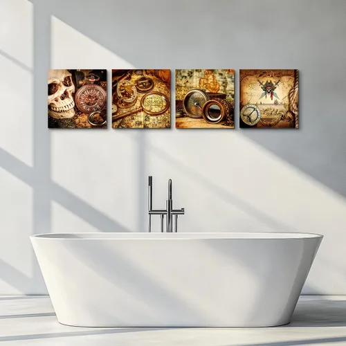 Miniatura 8 de hyidecorart Lienzo decorativo para pared de sala de estar, oficina, decoración de pared, pintura, decoración de dormitorio, brújula de barco pirata
