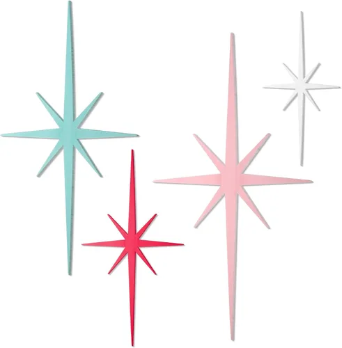 Miniatura 8 de Blulu 4 piezas de decoración de pared de hierro fundido con forma de estrella de Starburst, decoración de metal de mediados de siglo moderno, Gris
