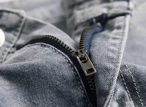 Miniatura 4 de SRETOUU Pantalones de mezclilla ajustados para hombre elásticos rasgados elásticos ajustados desgastados de pierna cónica