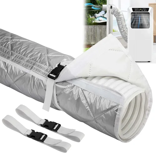Miniatura 11 de Tlswshsy Funda acolchada para manguera de aire acondicionado, cubierta de manguera con aislamiento de CA con 4 correas de hebilla ajustables, funda