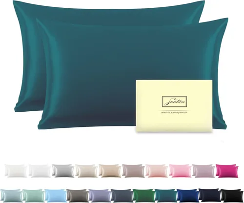 Miniatura 52 de Funda de almohada de seda para cabello y piel, suave, transpirable y sedosa 100% seda Queen, juego de 2, fundas de almohada de seda de morera