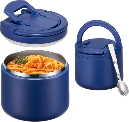 Miniatura 10 de Itslife Termo de sopa aislado al vacío de 14 onzas para comida caliente, recipiente de almuerzo para niños con tapa de hebilla a prueba de fugas