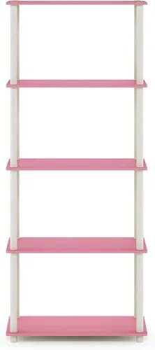Miniatura 6 de Furinno TURN-N-TUBE - Estantería de almacenamiento, estantería de 5 niveles, estantería de esquina, estanterías abiertas sin herramientas