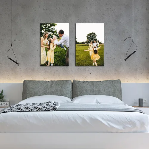 Miniatura 3 de ZHIYYHAO Impresiones en lienzo personalizadas con tus fotos, juego de 2 fotos enmarcadas de 16 x 24 pulgadas, retrato familiar personalizado para 2