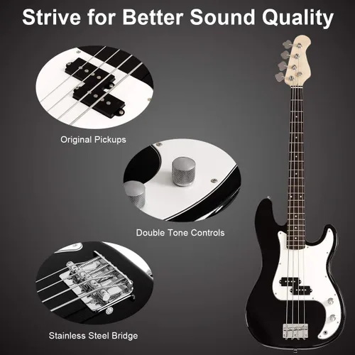Miniatura 4 de Costzon Guitarra Bajo Eléctrica de 4 Cuerdas Tamaño Completo para Principiantes Kit Completo, Diapasón y Puente de Palisandro, con Dos Pastillas
