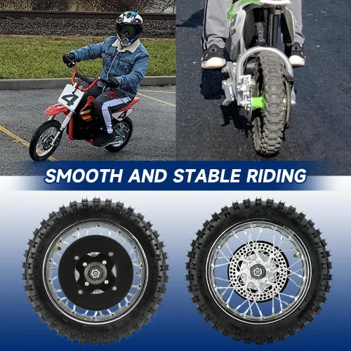Miniatura 4 de FVRITO Reemplazo del conjunto de rueda trasera para Razor MX500 MX650 SX500 Mini Dirt Rocket Bike 2.50-10 2.50x10 Tubo de neumático Llanta de cadena