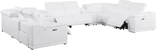 Miniatura 87 de BlackJack Furniture Venice - Juego de sofá reclinable seccional de cuero italiano de grano superior de 12 piezas con 4 reclinables eléctricos