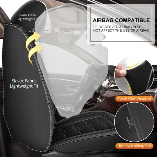 Miniatura 5 de AOMSAZTO Funda de asiento de coche para 2 asientos delanteros para Buick Encore GX 2020 2021 2022 2023 2024 2025, fundas de cojín de cuero sintético