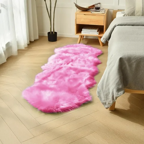 Miniatura 54 de duduta - Alfombra de pelo de oveja sintética verde esmeralda de 2 x 3 pies, alfombra esponjosa lavable para cabecera de cama pequeña, dormitorio